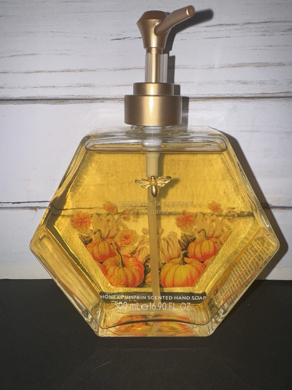 ASQUITH & SOMERSET 🍯 HONEY Pumpkin INFUSED HAND SOAP IN GLASS 16.90Oz Rare New